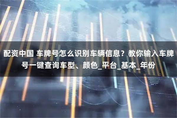 配资中国 车牌号怎么识别车辆信息？教你输入车牌号一键查询车型、颜色_平台_基本_年份